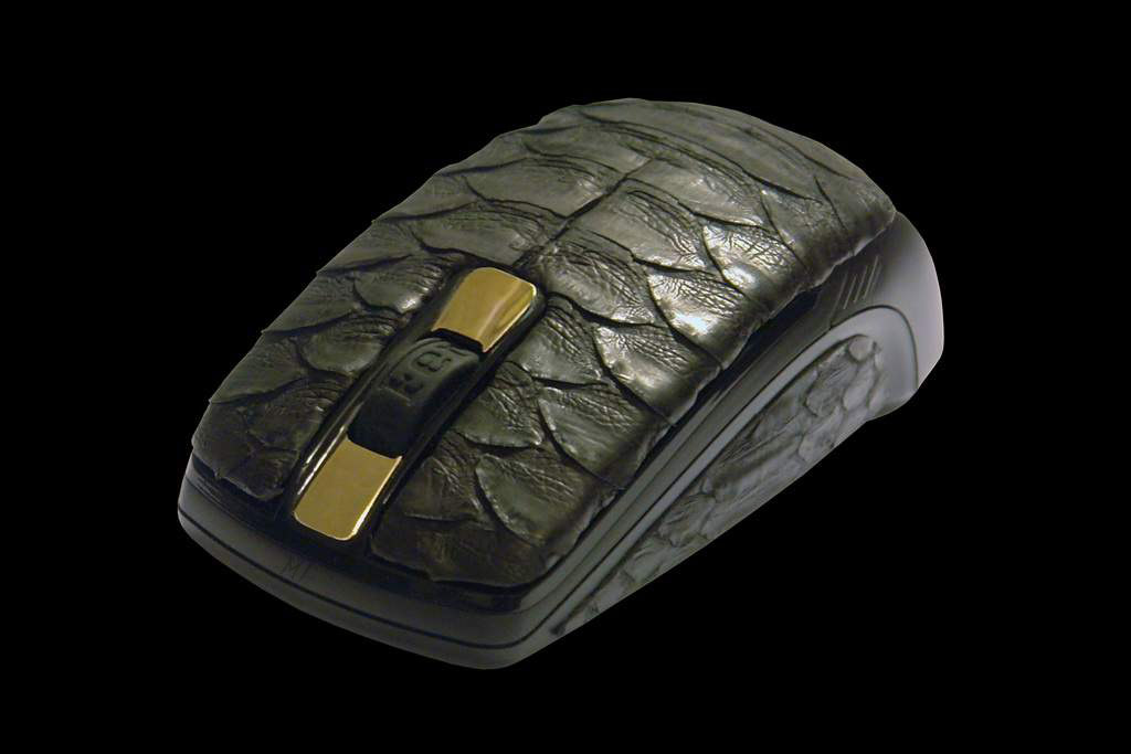 Luxury Mouse MJ Python Leather Limited Edition - Python Skin inlaid Solid Gold